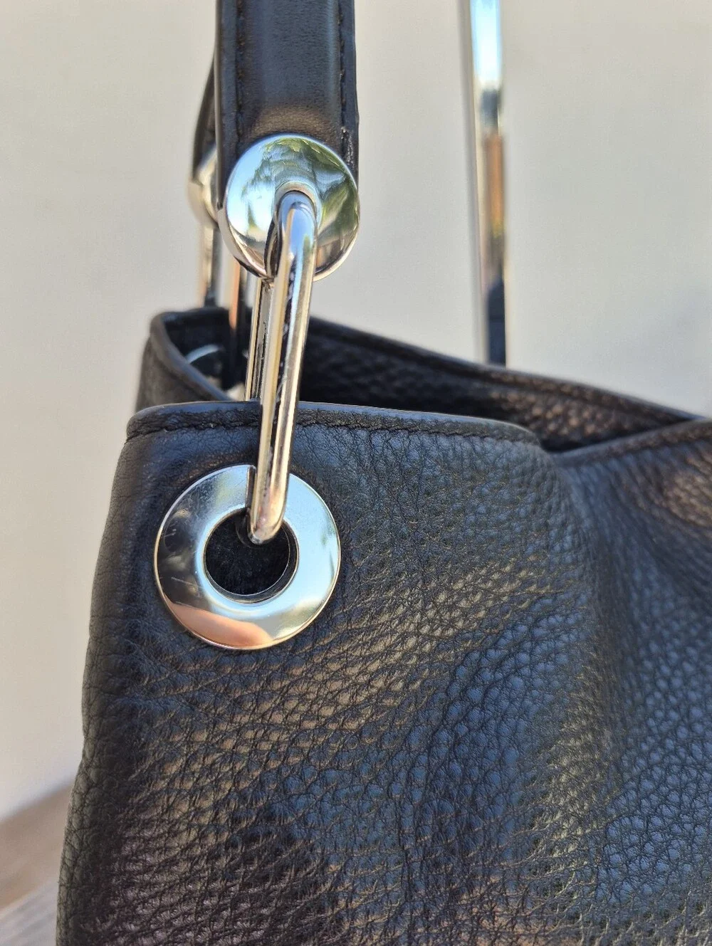 Michael Kors Black Pebbled Leather Raven Shoulder Bag